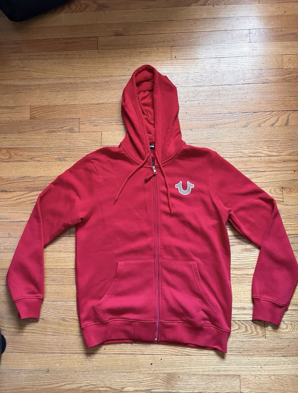 True Religion Red Fleece Graphic Print Full Zip Hoodie Men's Size L