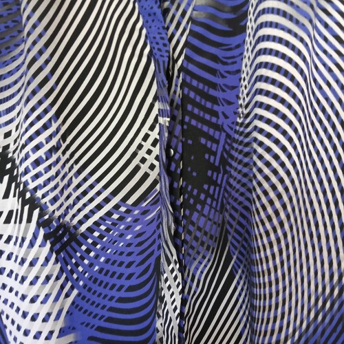 Liz Jordan Size 16 Long Sleeve Blouse Blue White Black Kaleidoscope Print - Picture 6 of 21