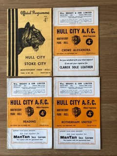 Four Hull City home programmes 1955/56; 1957/58; 1958/59; 1959/60.