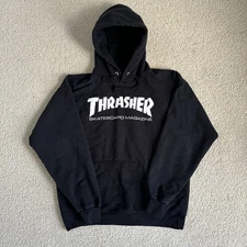 Thrasher Skateboarding Magazine Hoodie Black Size M Skate Wear 