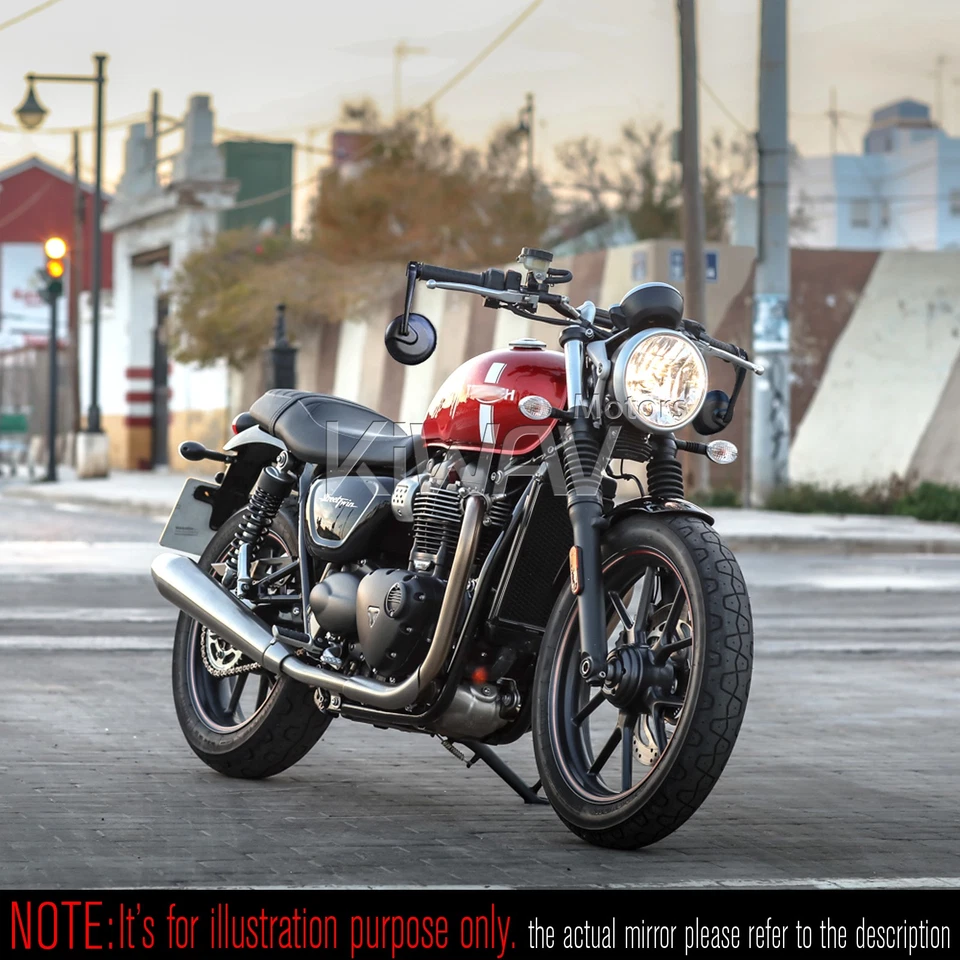 Retro barra redonda retro espejos retro negros se adapta a Triumph Bonneville 18-up Speed Triple RS Foto 3 de 4