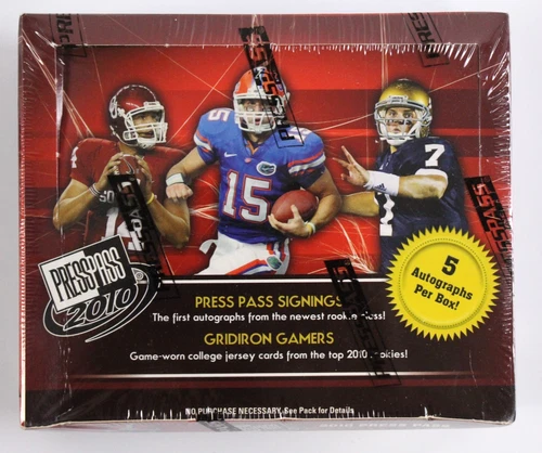 2010 Press Pass Football Factory Sealed Box 5 Autographs Per Box