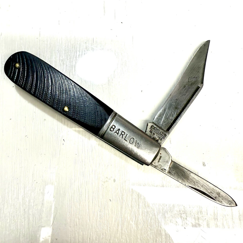 Navaja de Bolsillo Plegable Camillus N.Y. De Colección Barlow EE. UU. 51 2 Hojas Mango de Corte de Sierra Foto 2 de 4