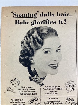 Halo Shampoo Print Ad 1952 Atlanta AJC Colgate Palmolive Castoria Laxative