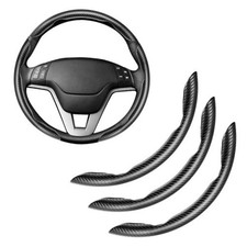 3pcs Carbon Fiber Anti-Skid Steering Wheel Cover, Universal 3pcs Black