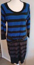 Allison Brittney Sweater Dress Women's Lg Striped Knit Work Office All Occasion