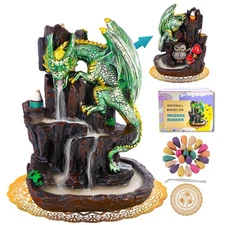 Dragon Backflow 2 Sided Mountain Waterfall Incense Burner,Fountain Smoke Ince...