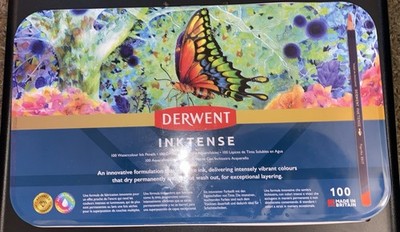 DERWENT INKTENSE PERMANENT WATERCOLOUR PENCILS 100 COLOUR TIN SET MISSING ONE 99