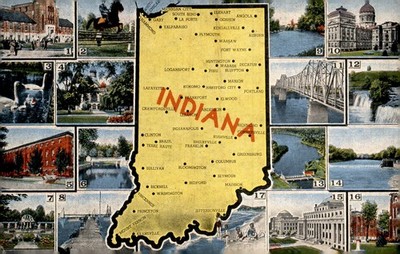 Cities and Landmarks of Indiana Postcard