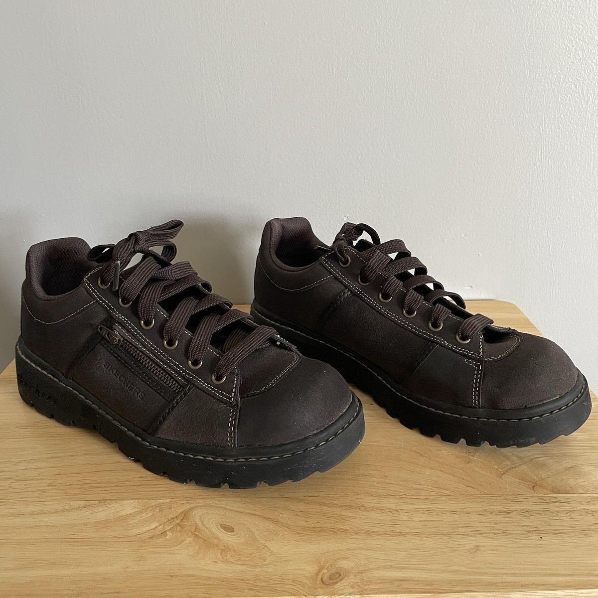 Vintage Y2K Skechers Tredd Jammers Dark-Brown Chunky Lace Up Shoes