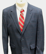Jos. A. Bank Blue Windowpane Blazer Men's Sport Coat Jacket Size 42L Plaid Check