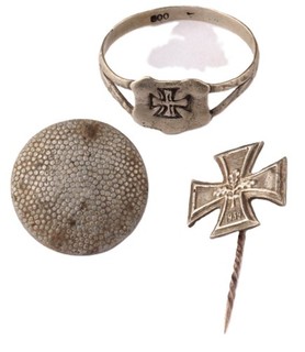 Iron Cross German Ring 800 Silver WW1 wwI WW2 wwII Stickpin Oak Military award