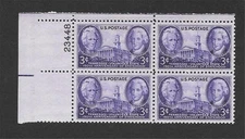 T&G STAMPS - #941 -Tennessee Statehood Plate Number Block of 4 MNH