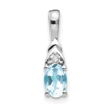 14k White Gold Aquamarine and Diamond Pendant Perfect Gift for Her