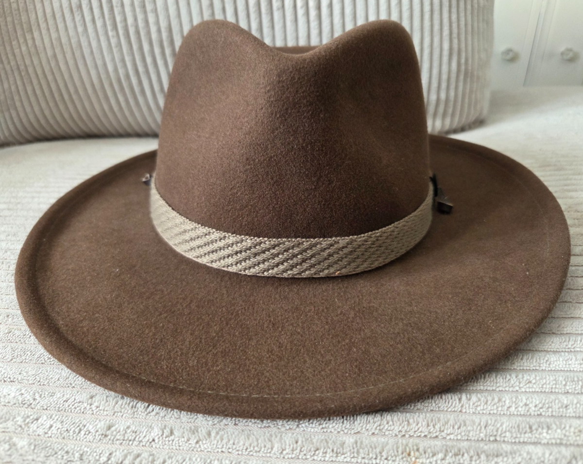 Vintage Nature Co. John Muir Collection Canvas Fedora Size L John Muir Sierra Club Dark Brown 100% Wool #5923 Fedora Hat  main image 2
