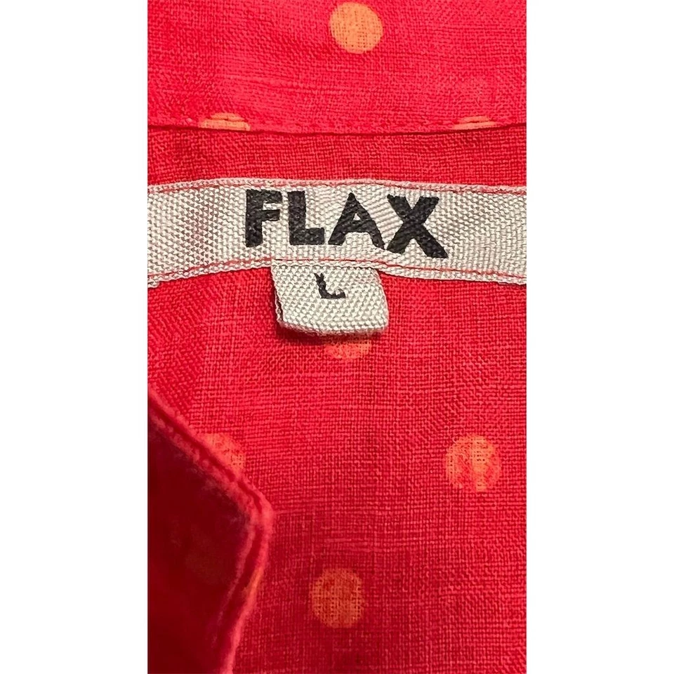 Camisa abotonada de lino roja a lunares para hombre talla L informal - CJ Foto 4 de 4