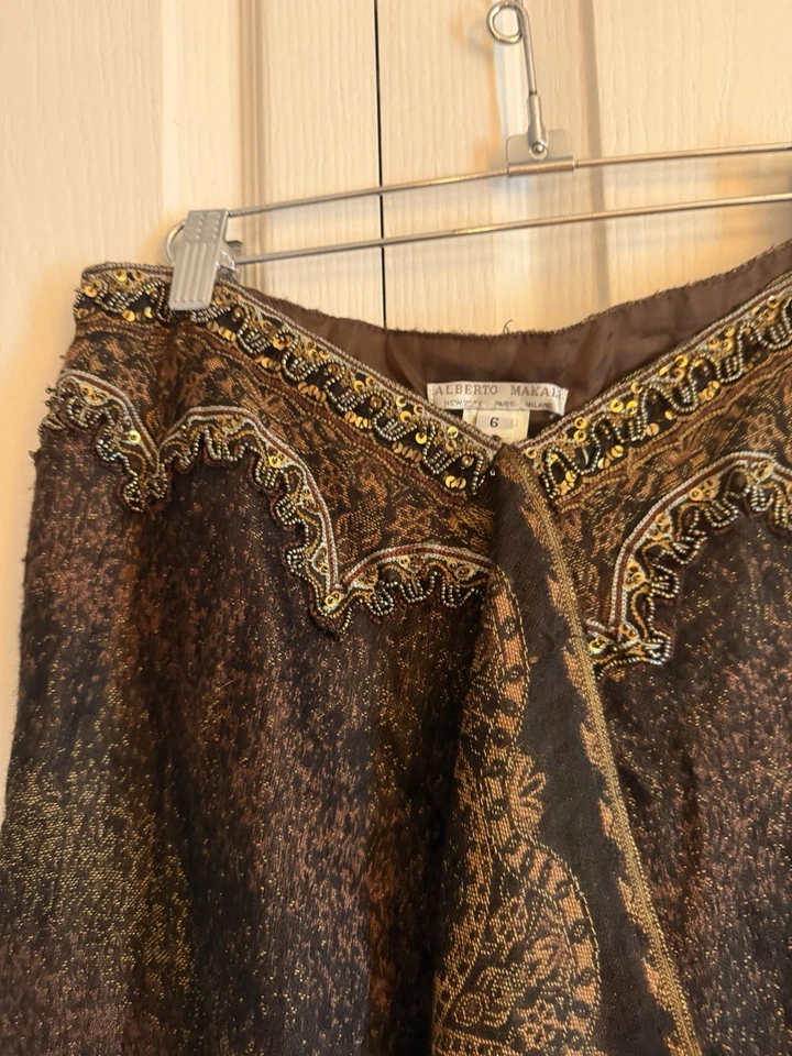 Alberto Makali Bohemian Asymmetrical High Low Sequin Skirt Browns Sz 6 - Image 2 of 4