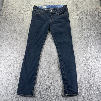 Gap Jeans Womens 10 Blue Cotton Denim Skinny Workwear Faded Dark Wash Stretch