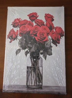 Rote Rose Leinwand Wandbild Elegant Rose Blume Blühend Floral - 40 cm x 60 cm