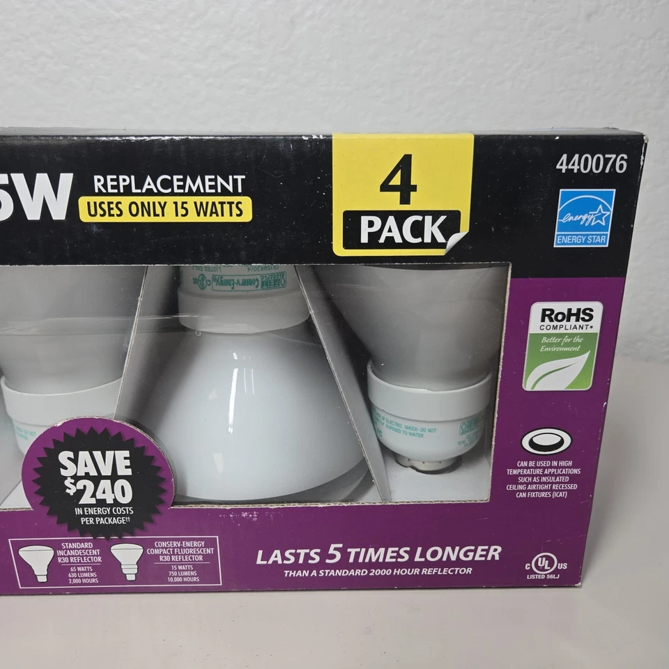 Feit Electric R30 Reflector Lamp Bulb 65W Replacement 4 Pack, 750 Lumens 15 Watt - Image 4 of 4