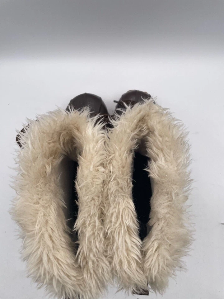 Sporto Steel Shank Rain Boot Women's Sz 8M Brown Checked Lace Up Fur Trim Lined - Image 4 of 4