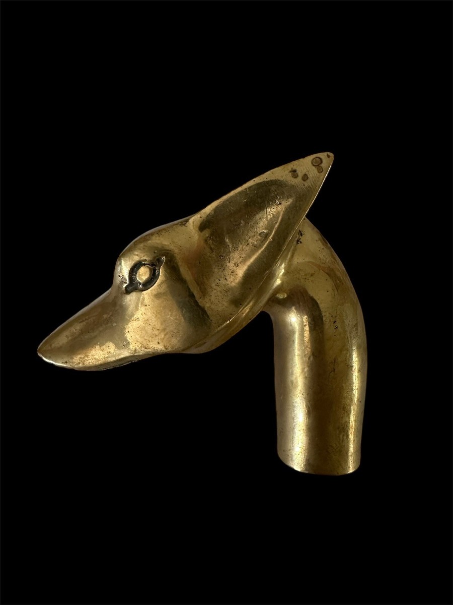 Vintage ANUBIS Dog Head Cane Handle Walking Stick Brass Egyptian God of the  Dead