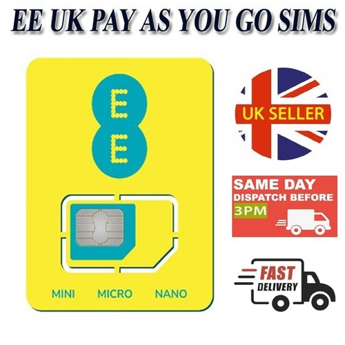 10 x EE Pay As You Go 4G/5G UK Zero Credit Trio SIM Card (Nano/Micro/Standard)