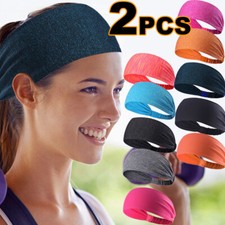 2PCS Unisex Sport Running Fitness Elastic Wicking Non Slip Athletic Headband