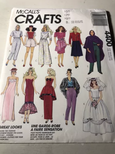 1989 McCall’s Crafts 4400 Sewing Pattern Fashion Doll Clothes 11.5” NEW