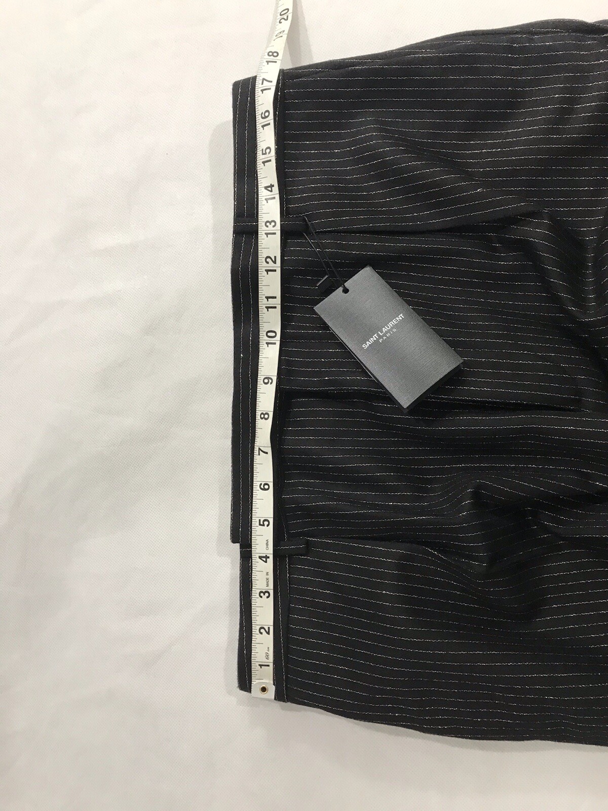 pantalone sartoriale uomo saint laurent righe argento misto lana. 52 36. $1090