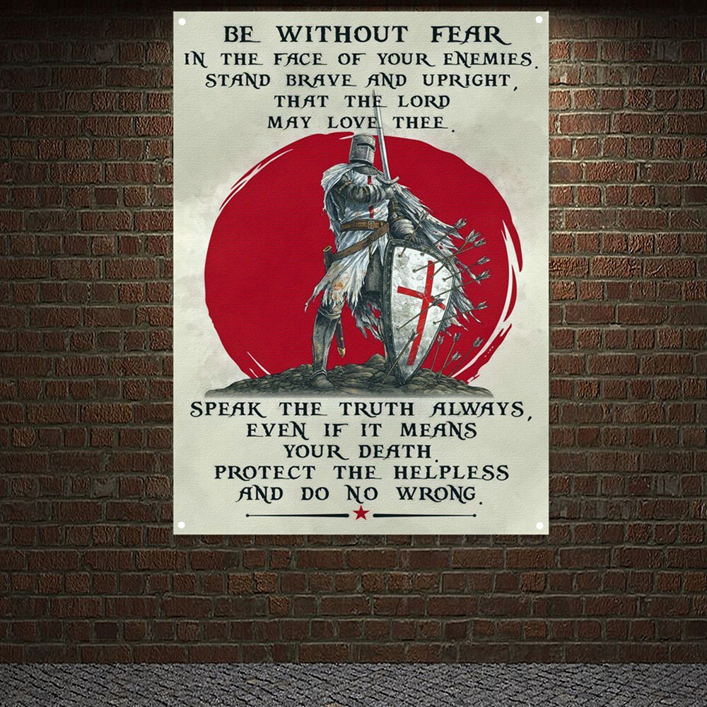 Crusades Armor Warrior Flag Art Print Banner Masonic Knights Templar Wall Poster