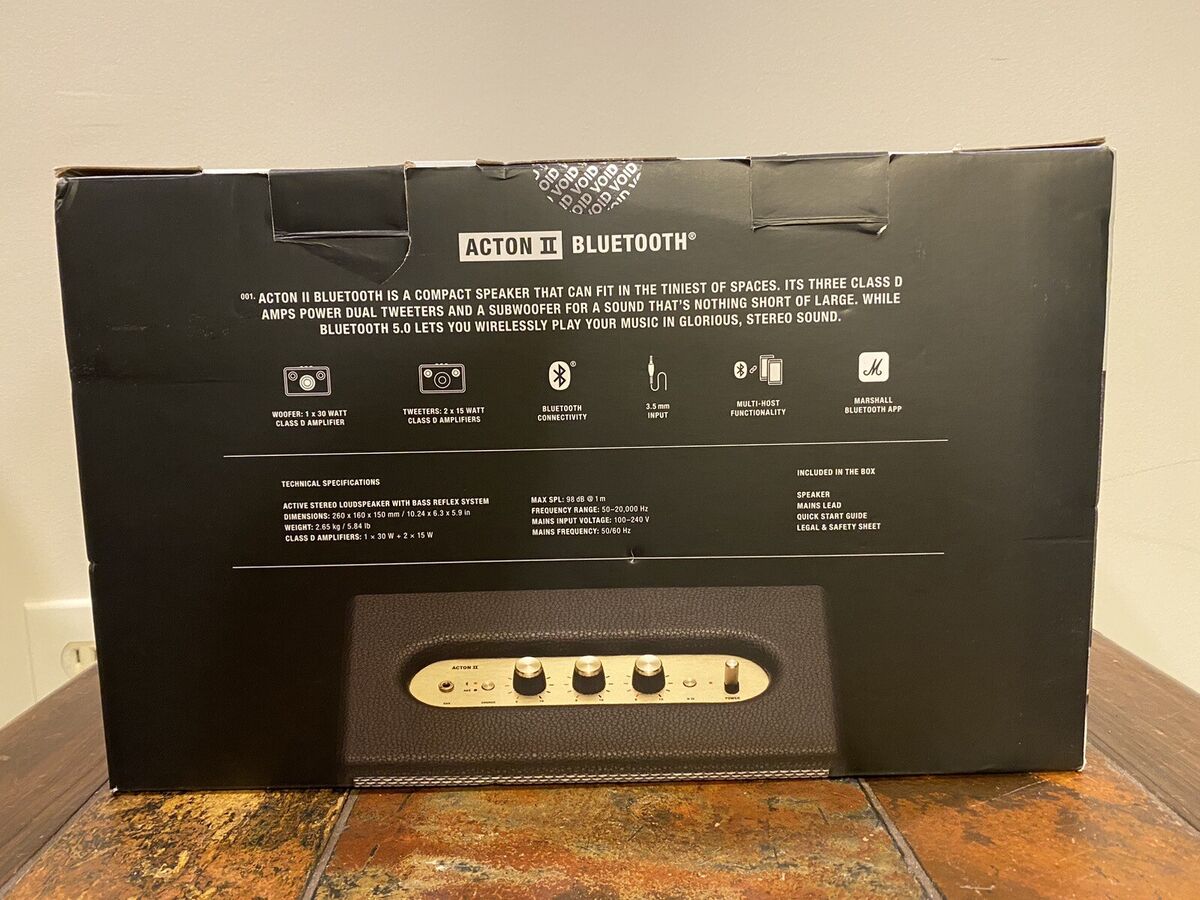 Marshall - Acton II Bluetooth Speaker,Black, Excellent, Open Marshall - Acton II Bluetooth Speaker,Black, Excellent, Open