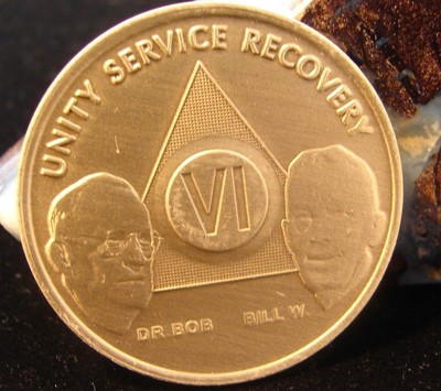 Alcoholics Anonymous AA Founders 6 Year Bill Bronze Medallion Coin Chip ...