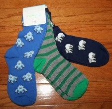 THREE Pack NWT J. Crew CrewCuts Boys Socks Yeti Stripe Polar Bear *1W