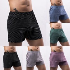 Mens Casual Trunks Pajama Soft Summer Elastic Waist Shorts Cool Loose Elastic