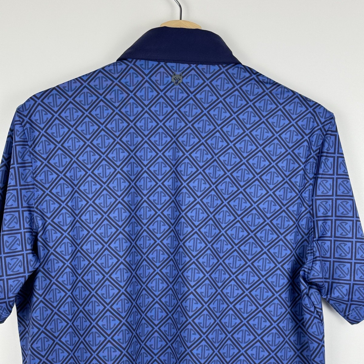 Greyson Golf Polo Shirt West Flag Mongoose Blue Geometric