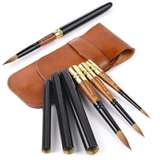 Kolinsky Travel Watercolor Brushes, 3Pcs Plein Air Elegant Kolinsky Sable Wat...