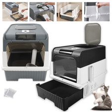 New Large Cat Litter Box Self Cleaning Pan Drawer Anti-Splashing Cat Potty Tray