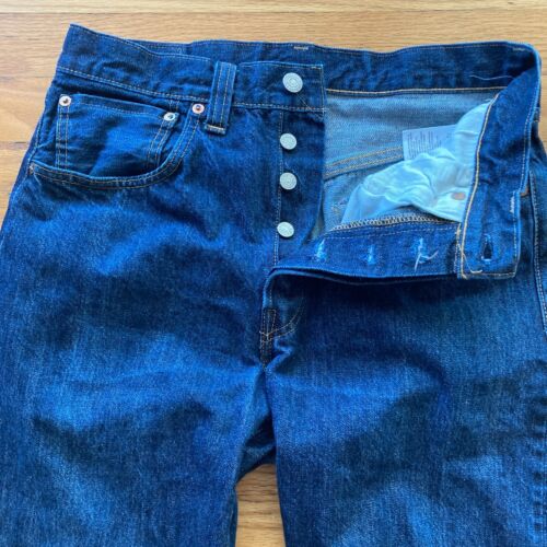 VINTAGE 1947 STILE LEVIS 501XX BIG E JEANS UOMO BLU INDACO CIMELLA DENIM 32 - Foto 10 di 13