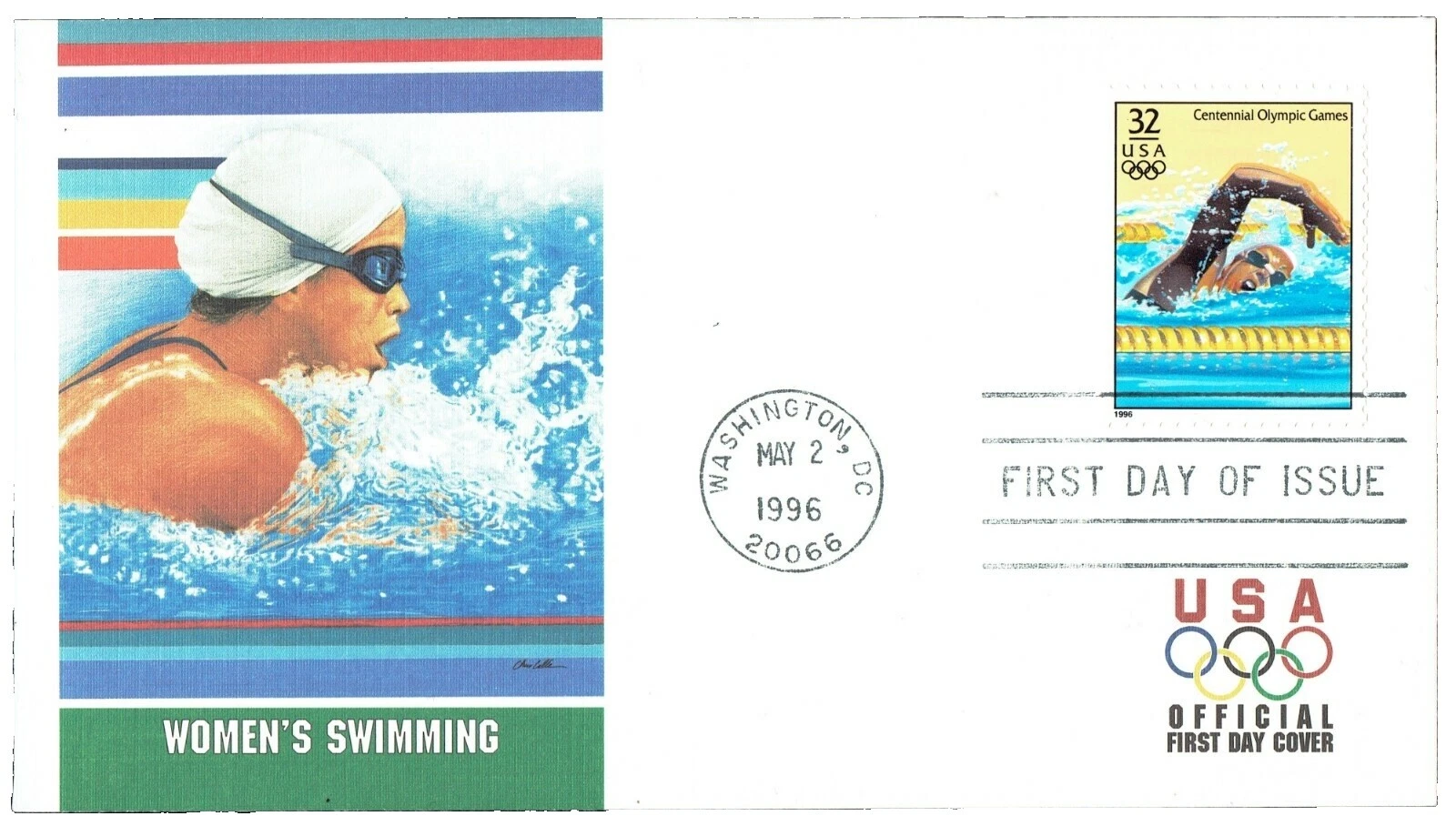 Natación primer día de emisión sellos de Estados Unidos