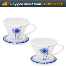 BLUE BREW Pour Over Coffee Dripper, Size 01 Ceramic Cone Coffee Maker, 2PK