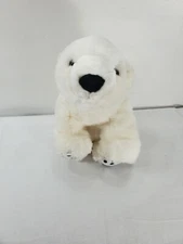 14" White Polar Bear Plush Stuffed Animal Toy Bean Bag Black Paws