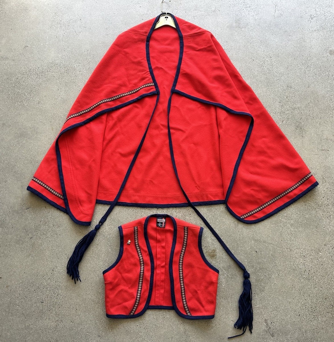 Vintage Danico Model 100% Wool Red & Blue Scandinavian Vest 