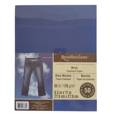 Cardstock Paper 50 Sheets Recollections Navy 8.5 x 11 Acid & Lignin Free