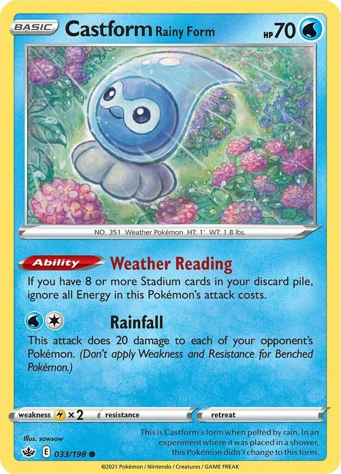 Castform Rainy Form 033/198 Swsh06: Sword & Shield - Chilling Reign