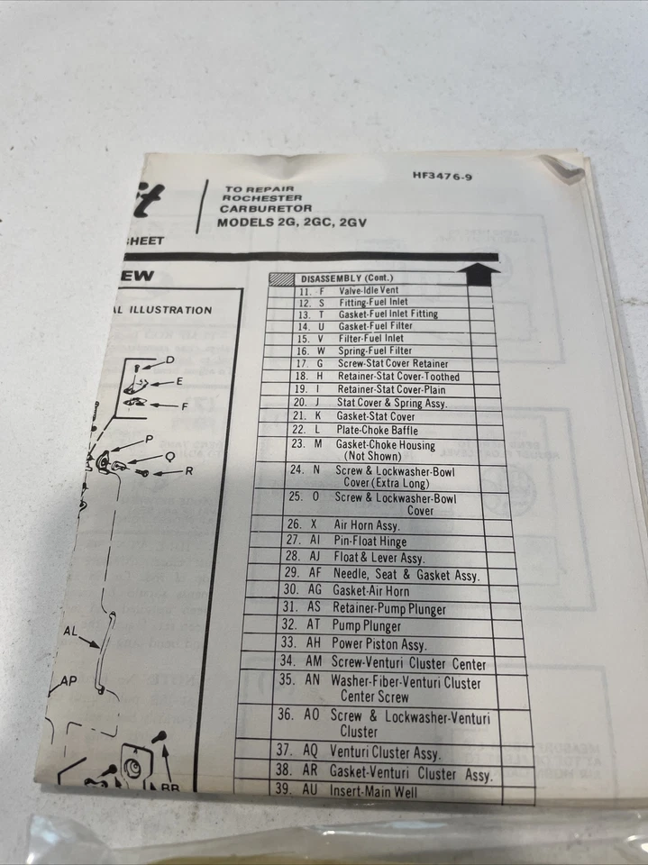 Nuevo kit de reparación de carburador Jiffy 1963-66 Oldsmobile Dynamic 88 V8 Rochester 2G Foto 4 de 4