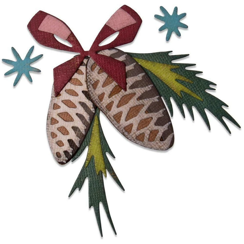 Troqueles de corte Tim Holtz festivos colorear cono de pino de Navidad Thinlits Foto 2 de 3