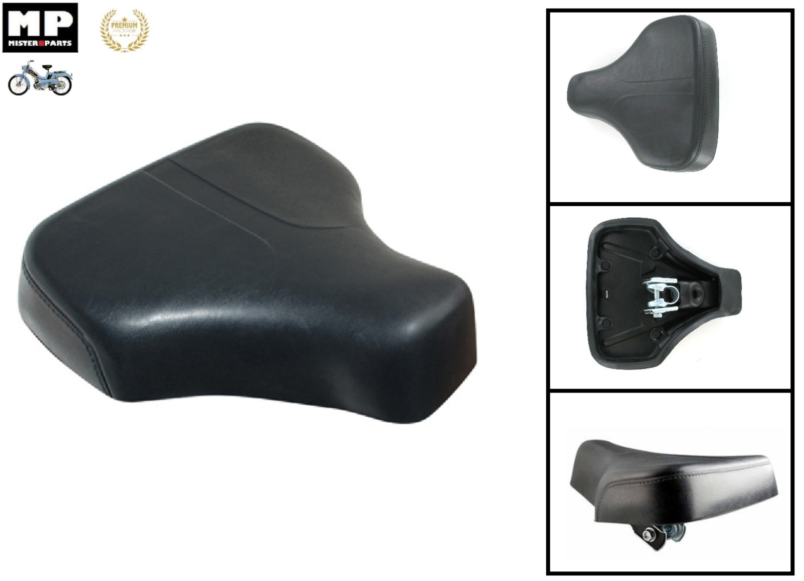 Selle Monoplace MBK 51 et Motobécane Noire en Cuir Synthétique Premium