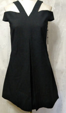 New LAUNDRY By Shelli Segal Size 2 Cold Shoulder Dress Strappy Black Denim $148