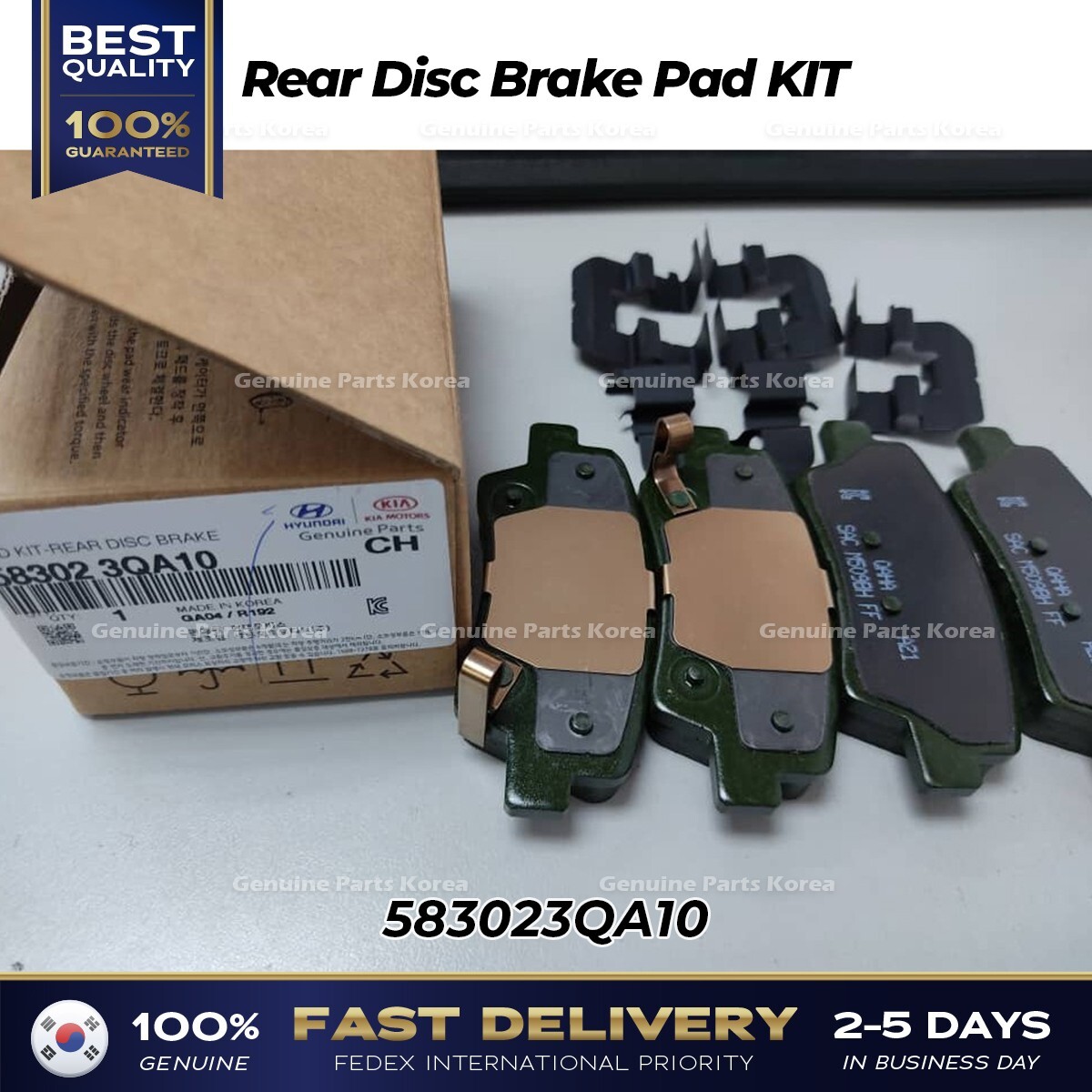 ⭐Genuine⭐ Rear Disc Brake Pad KIT 583023QA10 for Hyundai